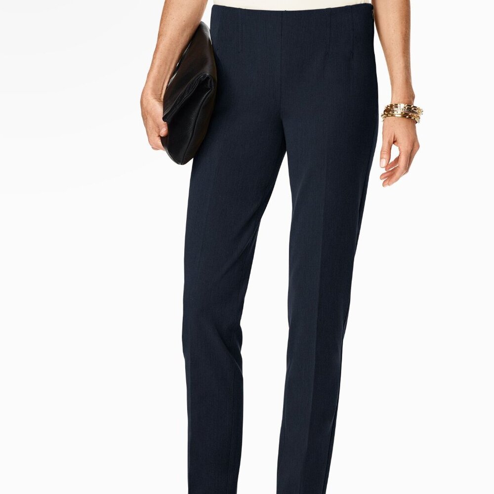 Talbots Black Refined Bi-Stretch Side-Zip Straight Leg Pant - 12P EUC